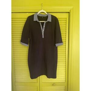 Talbots Blue Shirt Dress with Gingham Trim - Size PL - Gently Used & Super Cute